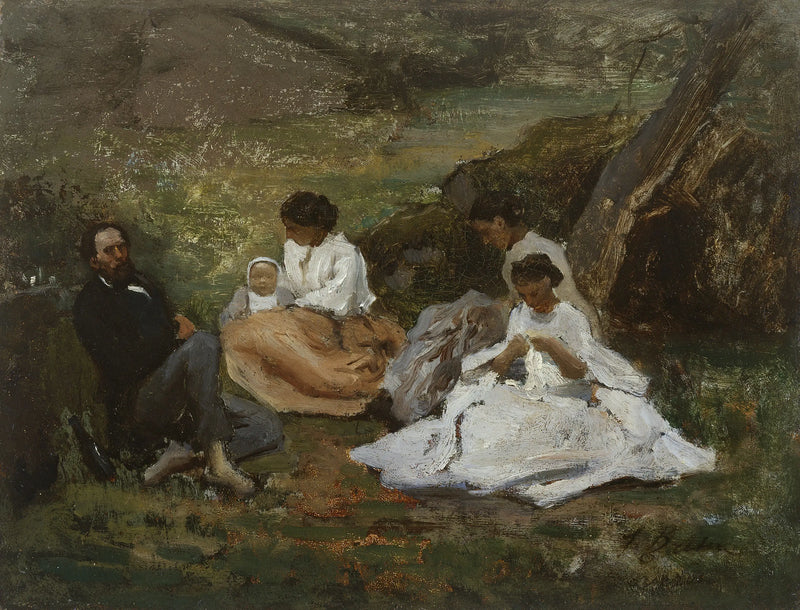 Familiebijeenkomst in Bourron-Marlotte (Théodore de Banville in het Fontainebleau-bos) - Jules Breton