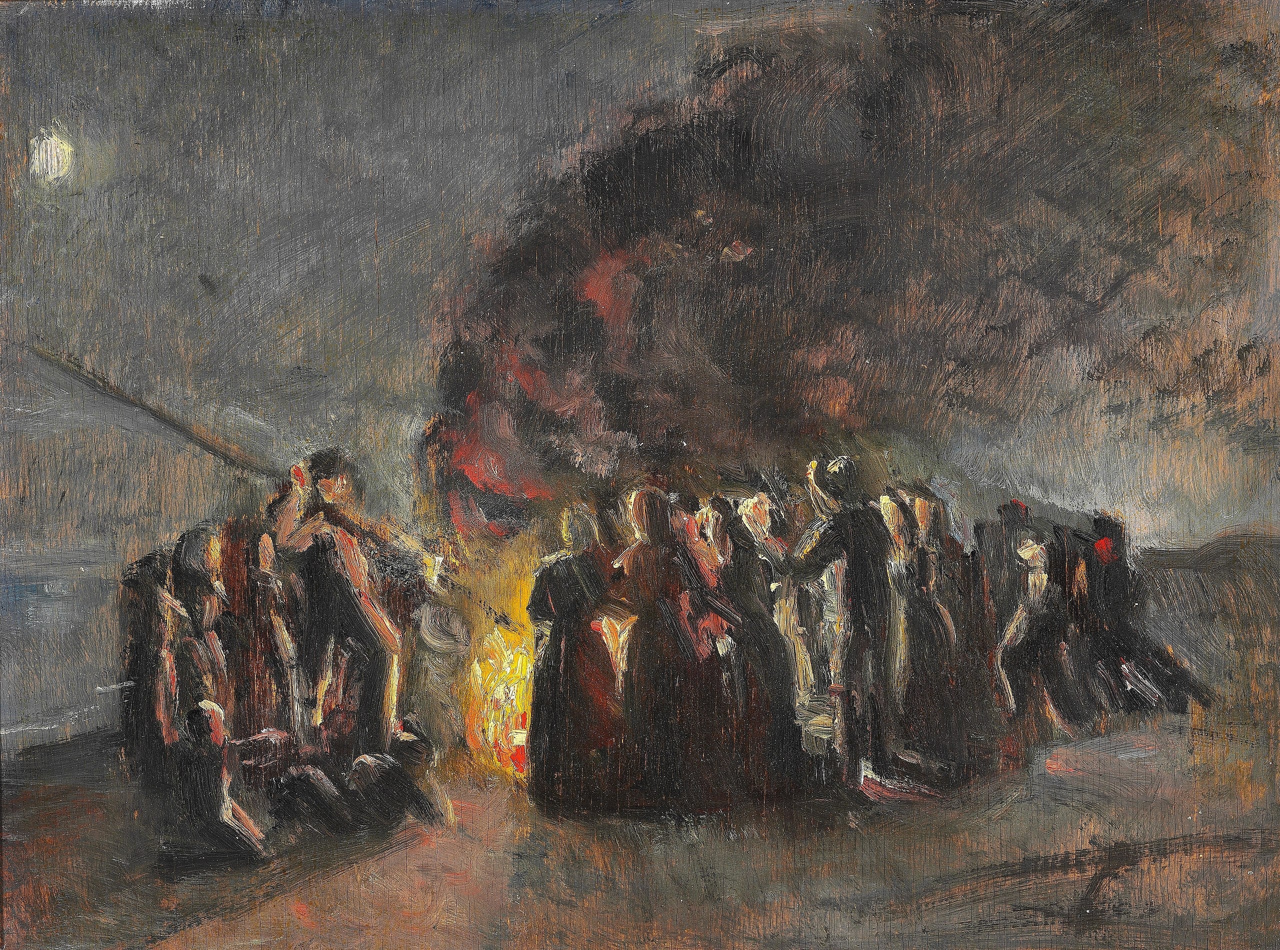 Réveillon du solstice d'été, plage de Skagen. - Michael Peter Ancher image 1 copie de tableau peinte à la main