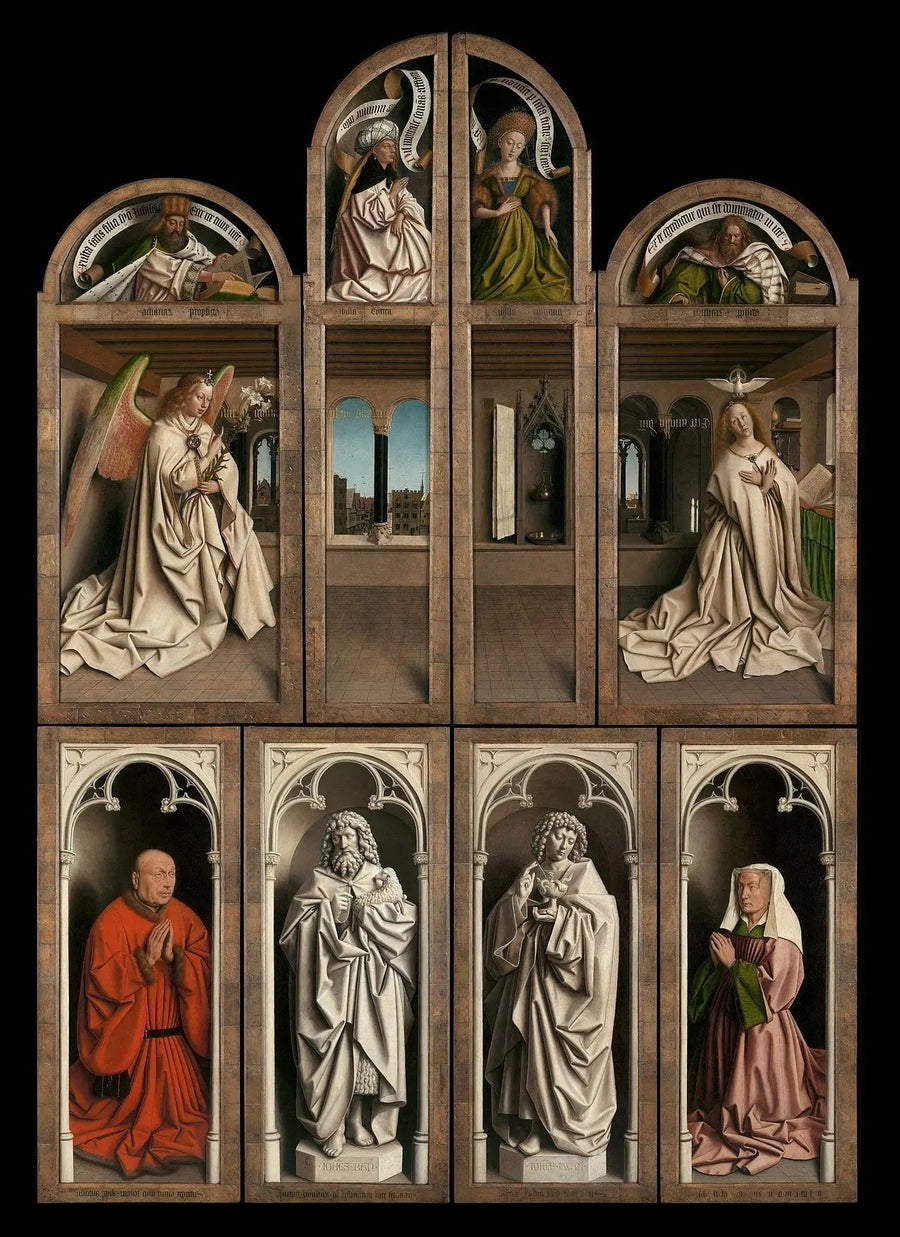 Einde van de luiken. Binnenkant van de kamer. - Jan van Eyck

Source:
Revers des volets. Intérieur de Chambre. - Jan van Eyck