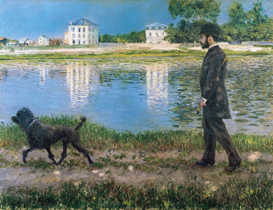 Richard Gallo en zijn hond in Petit Gennevilliers - Gustave Caillebotte