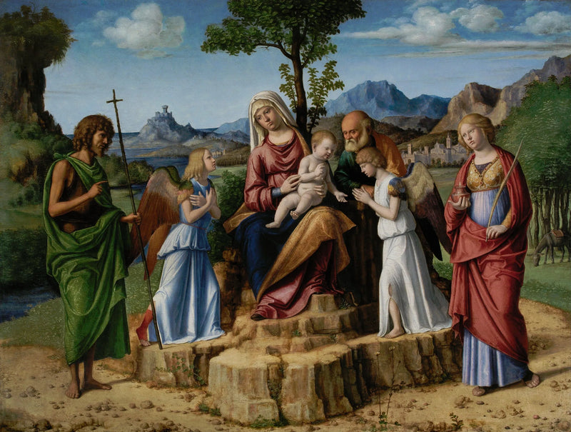 Riposo tijdens de vlucht naar Egypte met de heiligen Johannes de Doper en Lucia - Cima da Conegliano