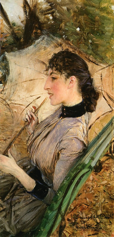 Portret van Alaide Banti met parasol - Giovanni Boldini