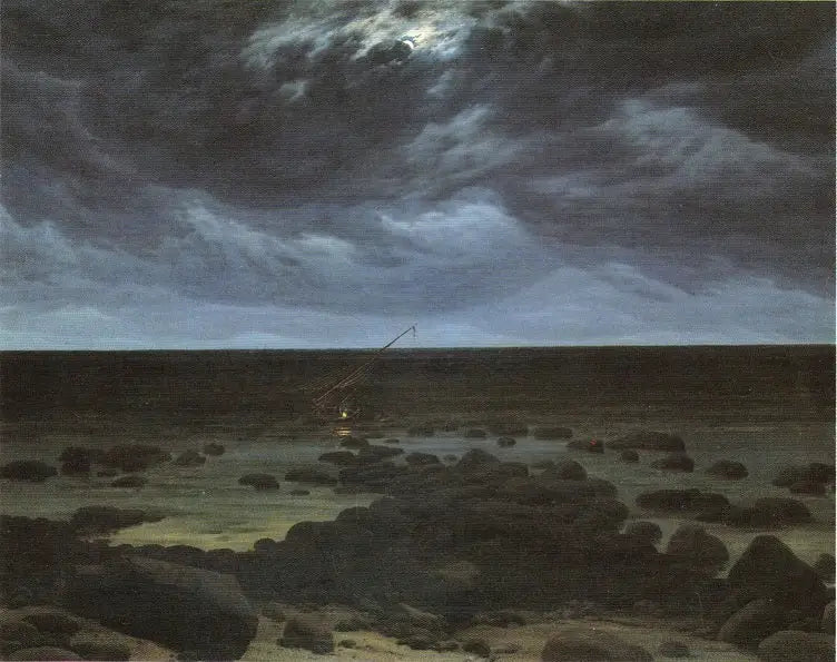 Kust met schip op het strand bij maanlicht - Caspar David Friedrich