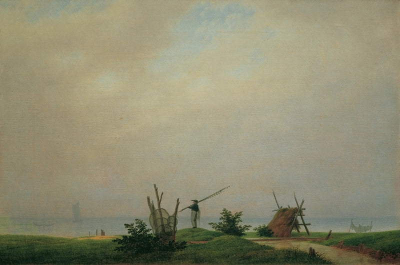 Kustlijn met visser - Caspar David Friedrich