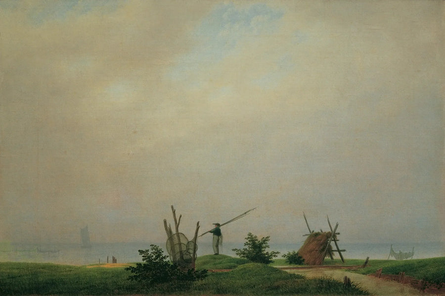 Kustlijn met visser - Caspar David Friedrich