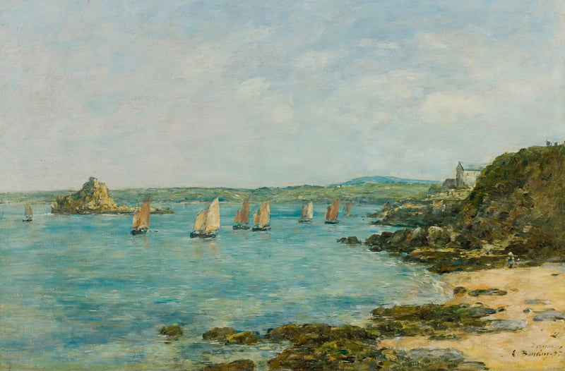 Kust van Douarnenez, vissersboten in de baai - Eugène Boudin