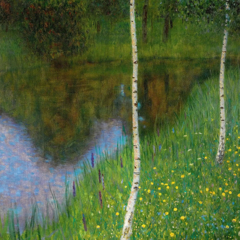 Oever van het meer met berken - Gustav Klimt
