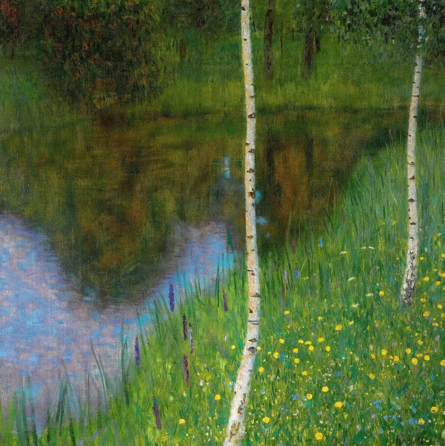 Oever van het meer met berken - Gustav Klimt