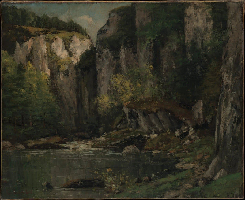 Rivier en rotsen - Gustave Courbet