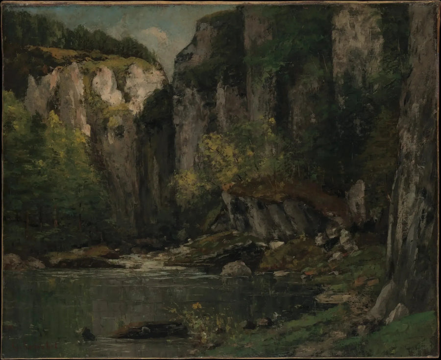Rivier en rotsen - Gustave Courbet