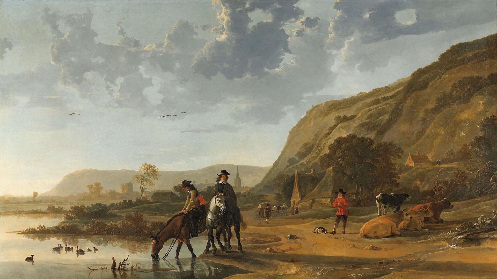 Paysage fluvial avec cavaliers et troupeaux - Aelbert Cuyp