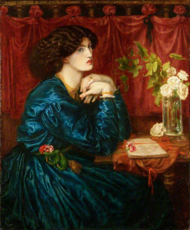 Blauwe zijden jurk (Jane Morris) - Dante Gabriel Rossetti