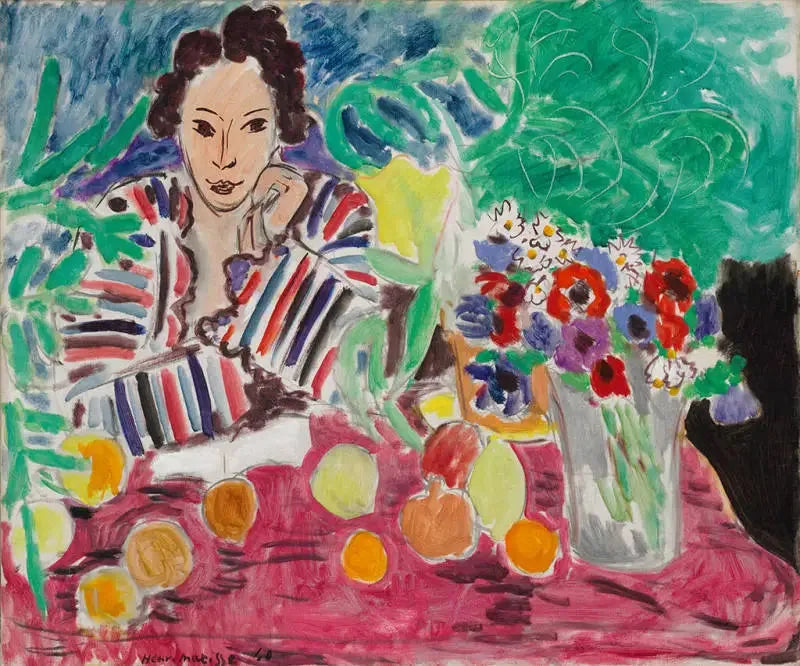 Gestreepte jurk, Vruchten en Anemonen - Henri Matisse