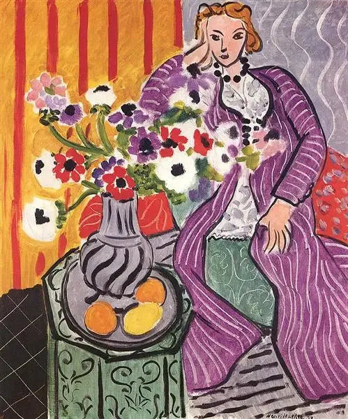 Paarse jurk en Anemonen - Henri Matisse