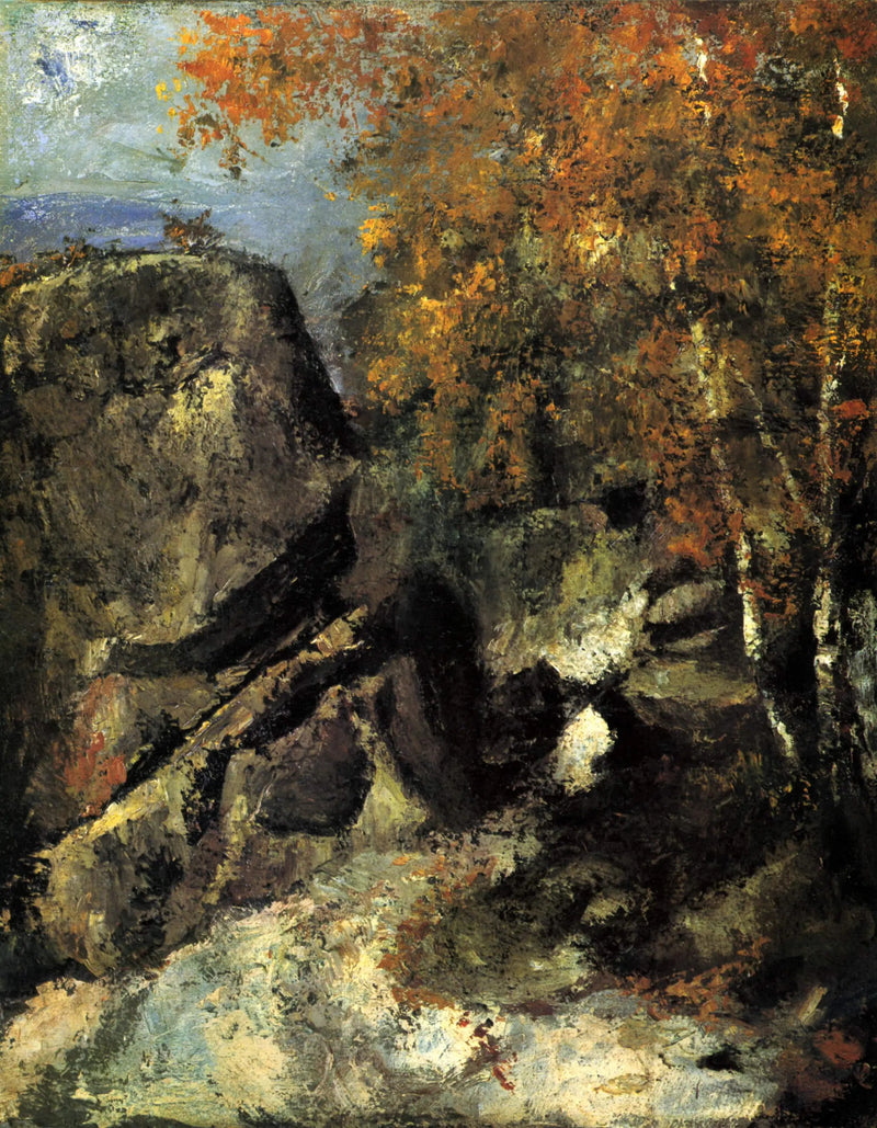 Rotsen in het bos - Paul Cézanne