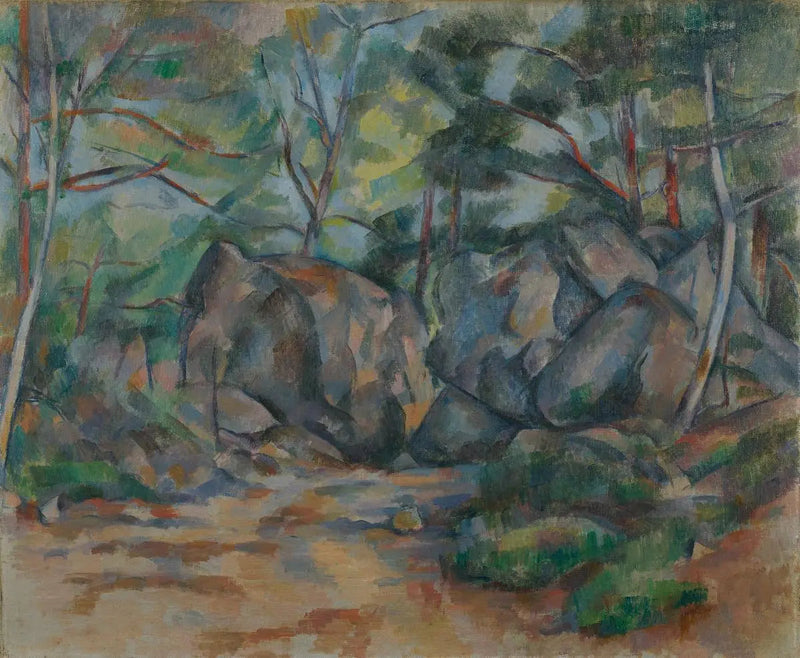 Rotsen in het bos - Paul Cézanne