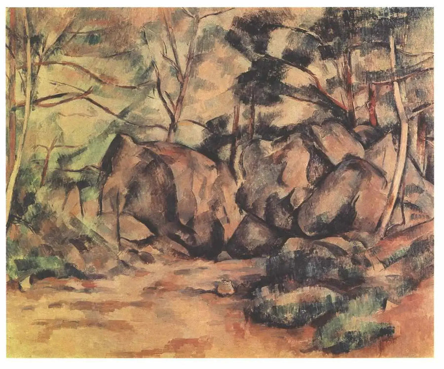 Rotsen in het bos - Paul Cézanne