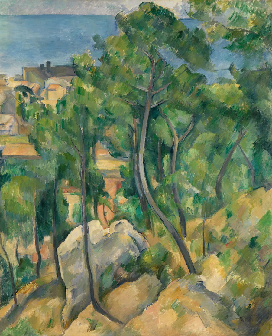 Rotsen, dennen en zee bij l'Estaque - Paul Cézanne
