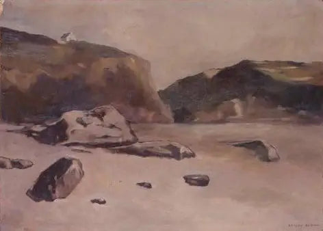 Rotsen op het strand - Odilon Redon