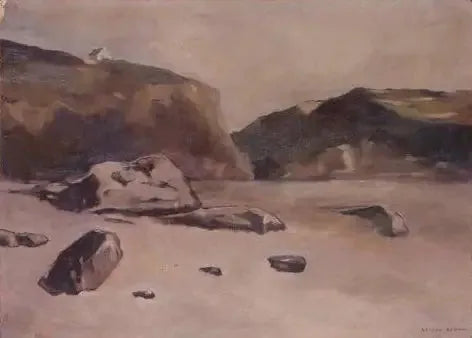 Rotsen op het strand - Odilon Redon