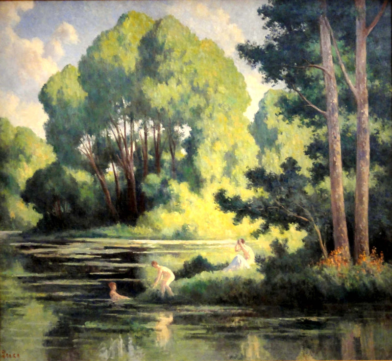 Rolleboise, zwemmen in de kleine arm - Maximilien Luce