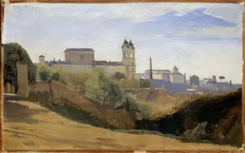 Rome, de Monte Pincio en de Drie-eenheid van de Bergen, gezien vanaf de tuinen van de Franse Academie - Jean-Baptiste Camille Corot