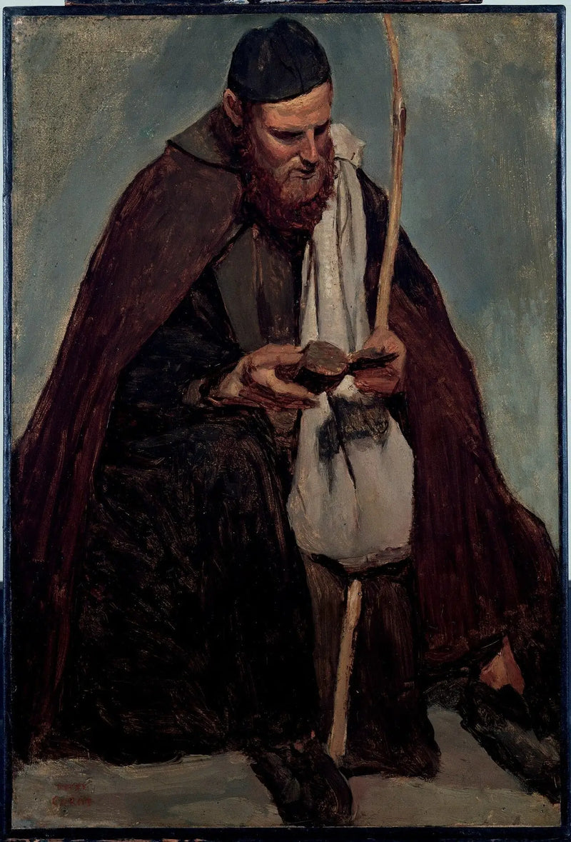 Rome, Italiaanse monnik zittend lezend - Jean-Baptiste Camille Corot