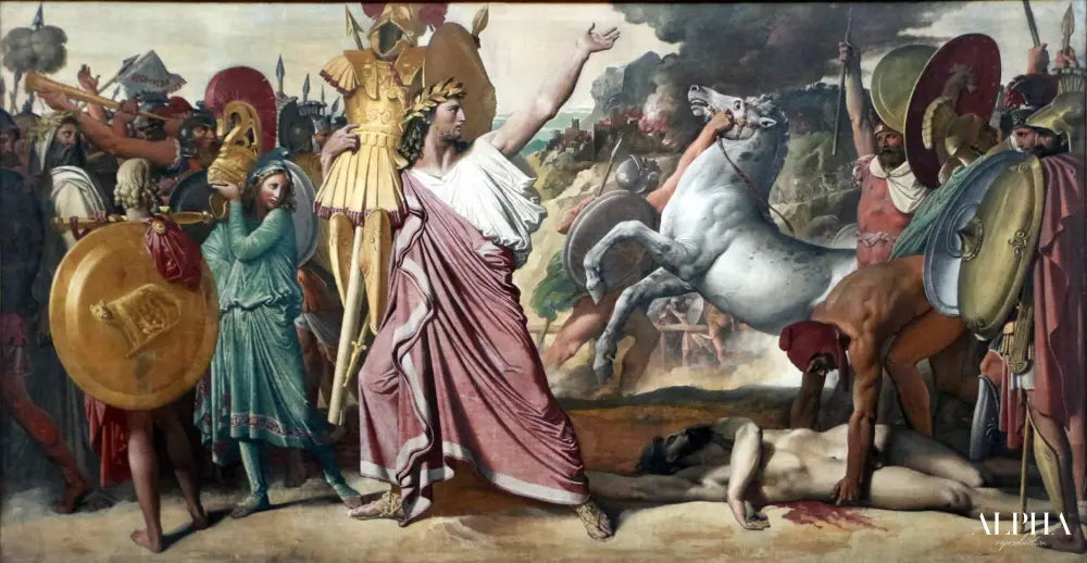 Romulus, vainqueur de l'acronyme, apporte le butin dans le temple de Janus - Jean-Auguste-Dominique Ingres - Reproductions de tableaux et peintures haut de gamme