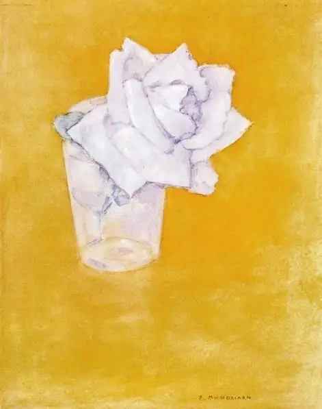 Witte roos in een glas - Piet Mondrian