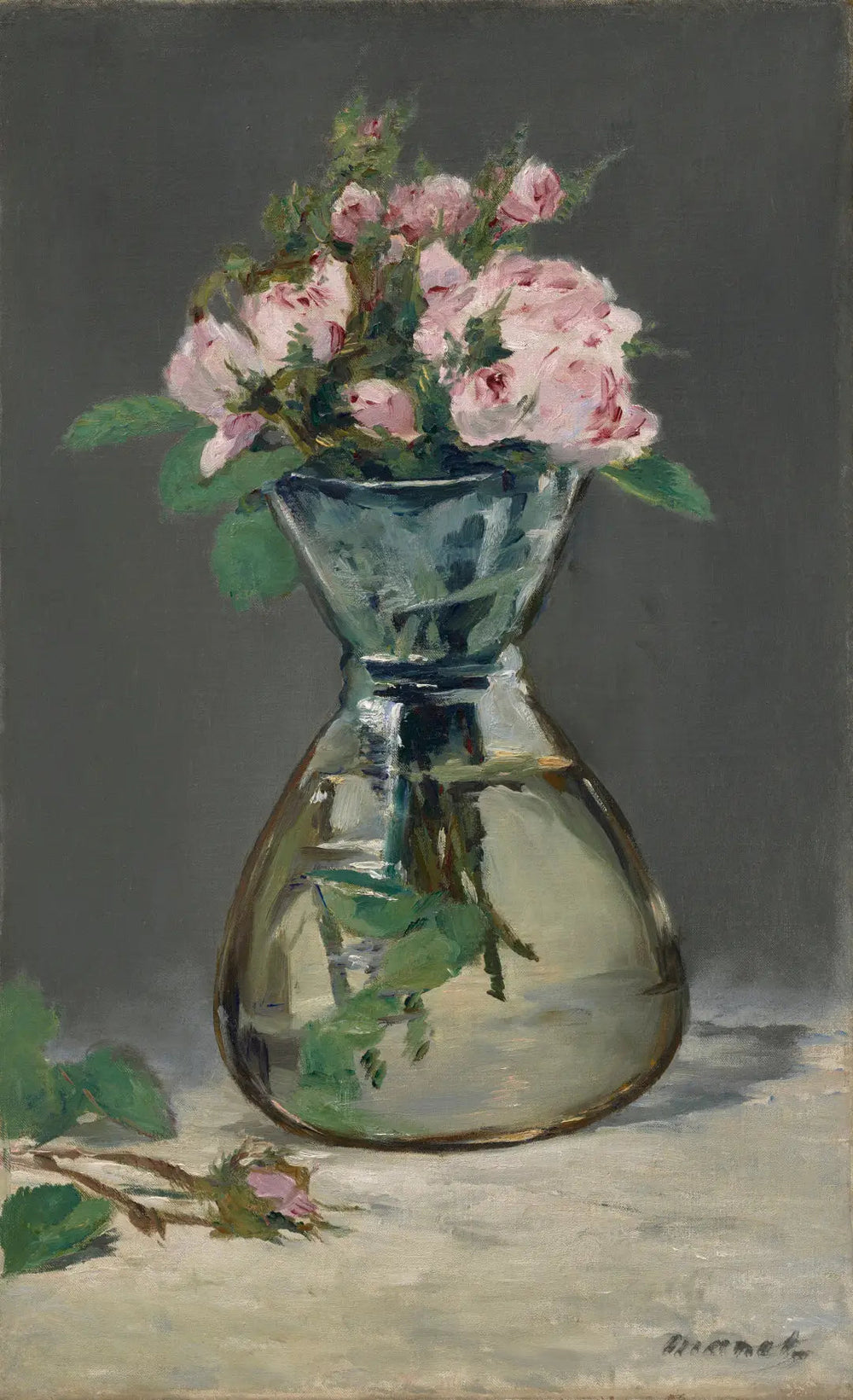 Roses mousseuses dans un vase - Édouard Manet image 1 reproduction d’œuvre d’art à l’huile