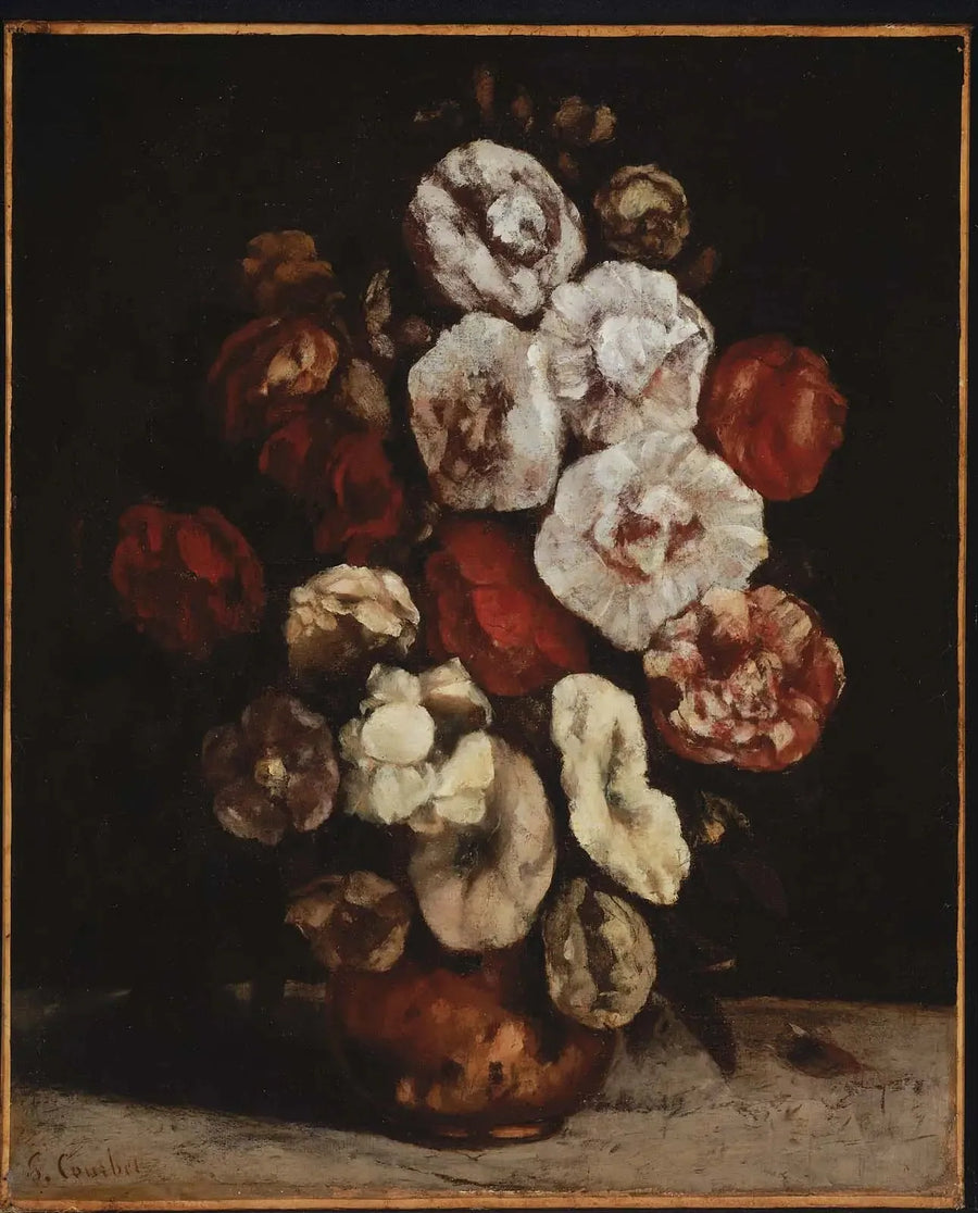Ranonkels in een koperen kom - Gustave Courbet