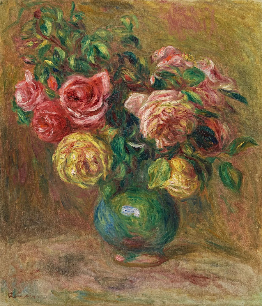 Rozen in een groene vaas - Pierre-Auguste Renoir