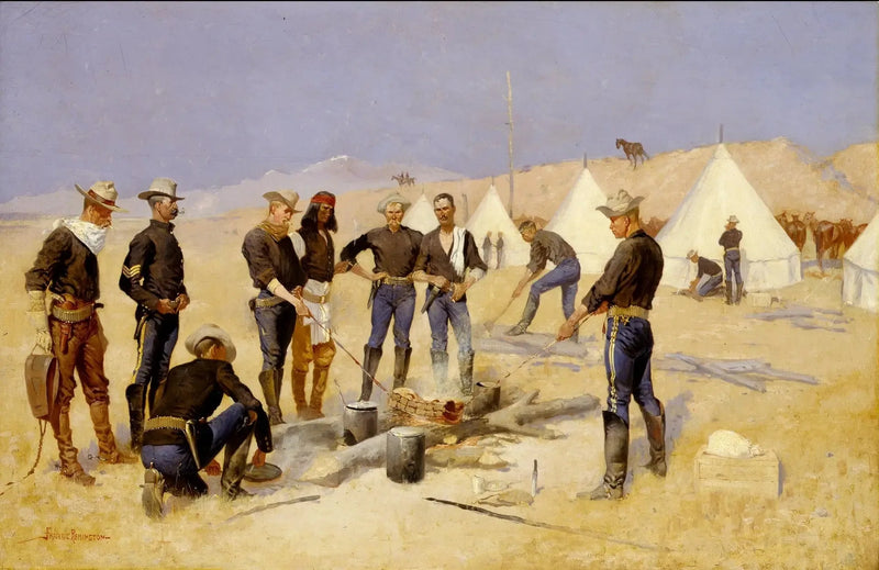 Kerstdiner met rundvlees in een cavaleriekamp - Frederic Remington

Source:
Rôtir le bœuf de Noël dans un camp de cavalerie - Frederic Remington