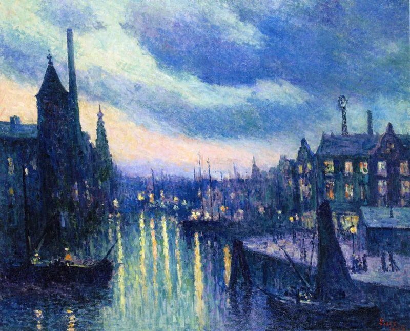 Rotterdam, nachtelijk effect (La Schie) - Maximilien Luce