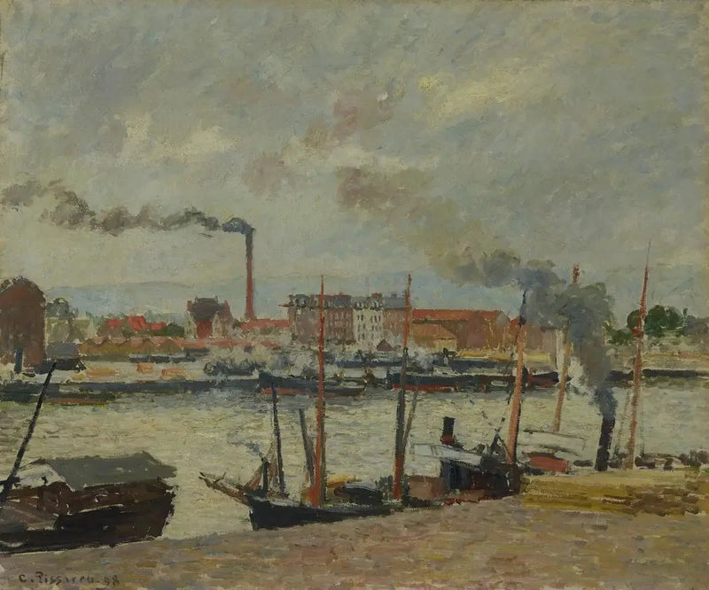 Rouen. Kade van de Beurs, regen - Camille Pissarro