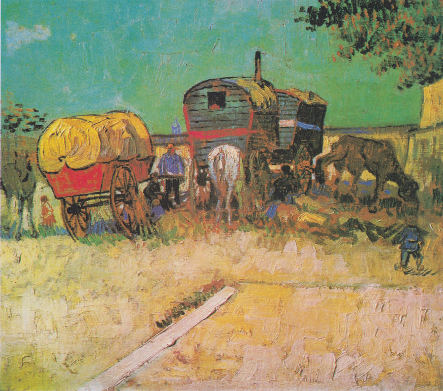 De woonwagens, kamp van zigeuners in de omgeving van Arles - Vincent van Gogh