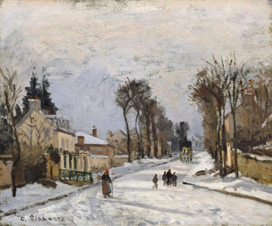 Route de Versailles naar Louveciennes, sneeuweffect - Camille Pissarro