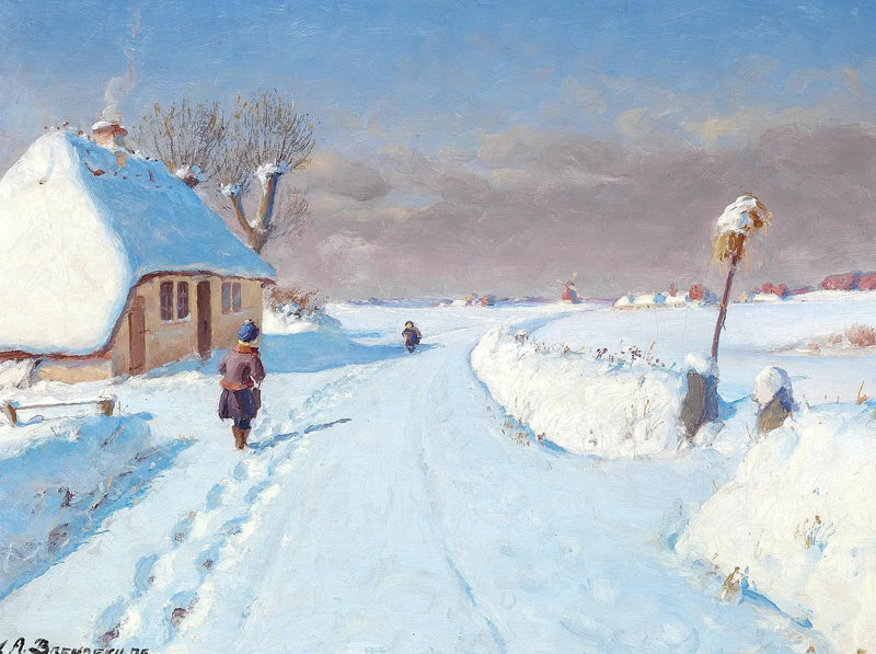 Zonovergoten weg aan de rand van een dorp, winter (32 x 42 cm). - H. A. Brendekilde

Source:
Route ensoleillée à la lisière d'un village, hiver (32 x 42 cm). - H. A. Brendekilde