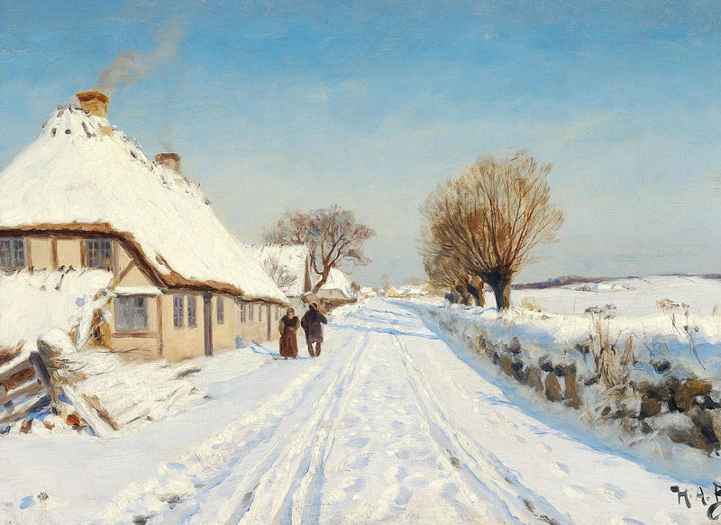 Zonovergoten weg langs een dorp, winter. - H. A. Brendekilde

Source:
Route ensoleillée au bord d'un village, hiver. - H. A. Brendekilde