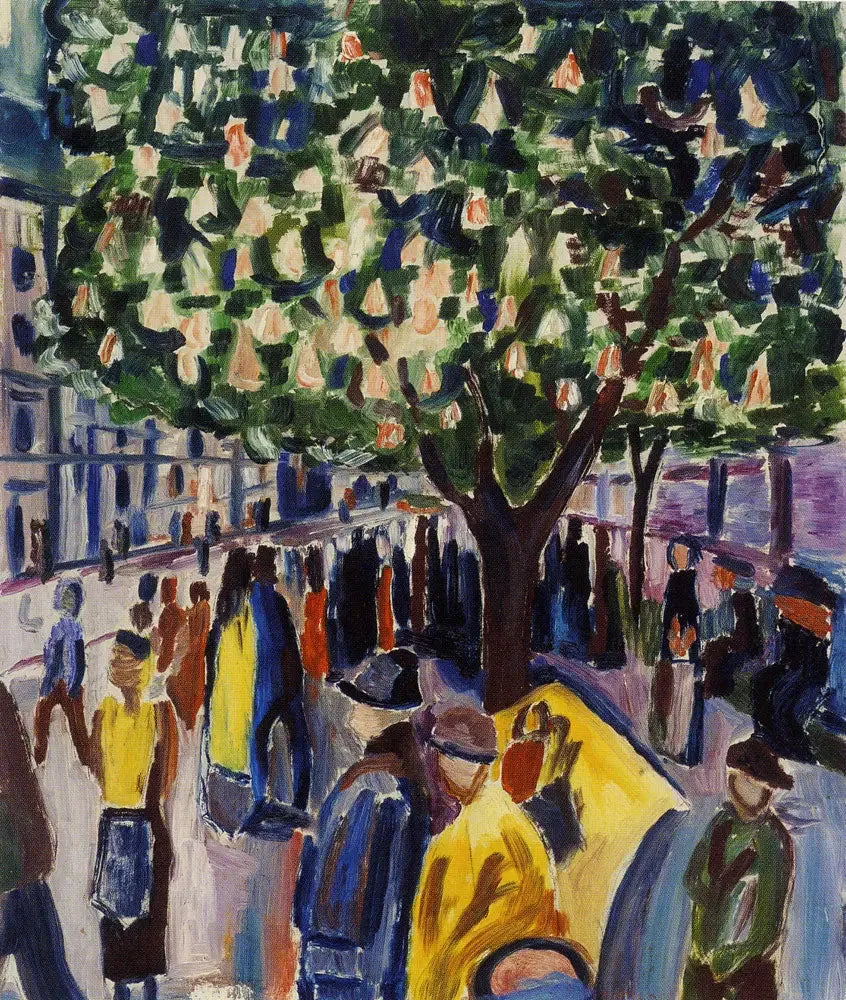 straat met bloeiende kastanjeboom - Edvard Munch