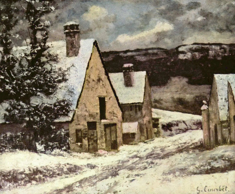 Dorpstraat in de winter - Gustave Courbet
