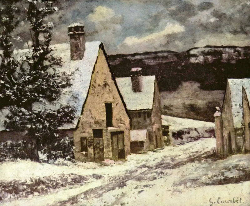 Dorpstraat in de winter - Gustave Courbet