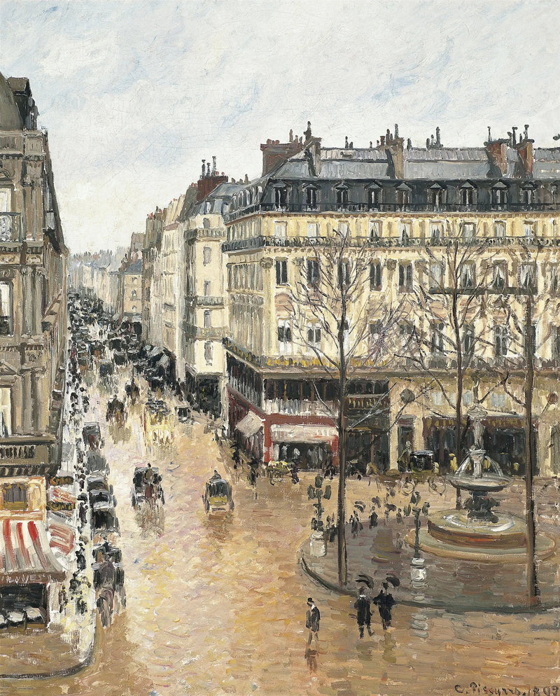 Rue Saint-Honoré, Middag, Regen Effect - Camille Pissarro