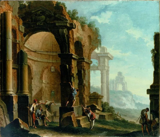 Antieke ruïnes met personages - Sebastiano Ricci