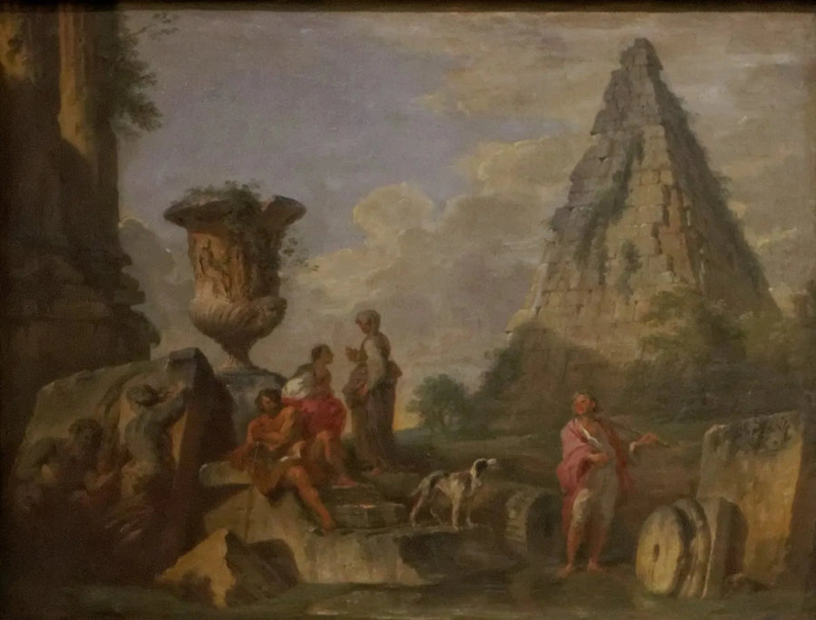 Antieke ruïnes met de piramide van Caius Cestius - Giovanni Paolo Panini

Source:
ruines antiques avec la pyramide de Caïus Cestius - Giovanni Paolo Panini
