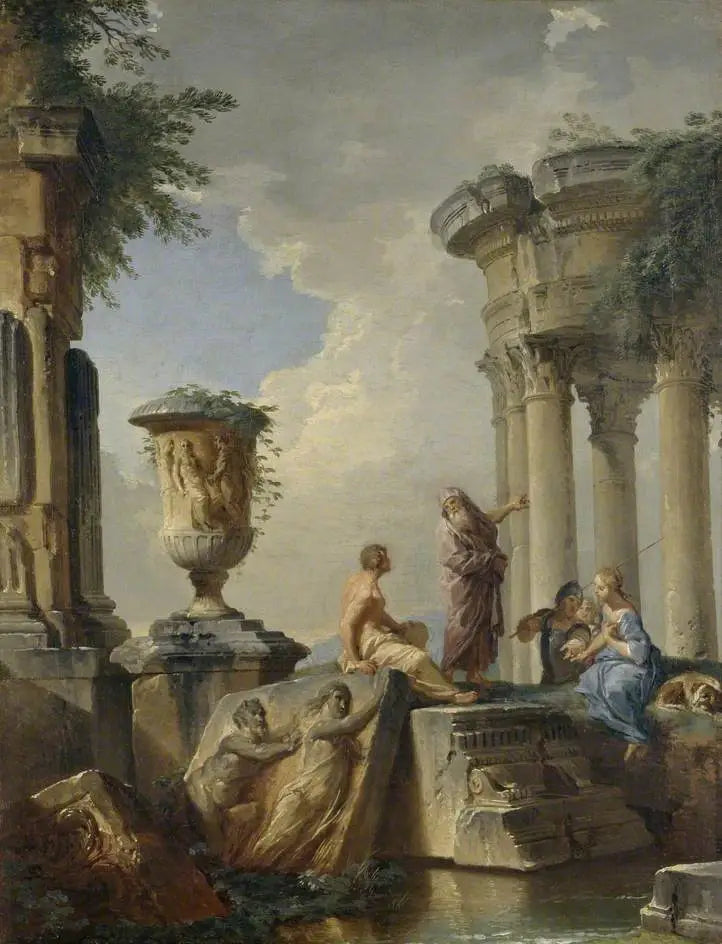 Ruïnes met een profeet en andere figuren - Giovanni Paolo Panini

Source:
Ruines avec un prophète et d'autres figures - Giovanni Paolo Panini