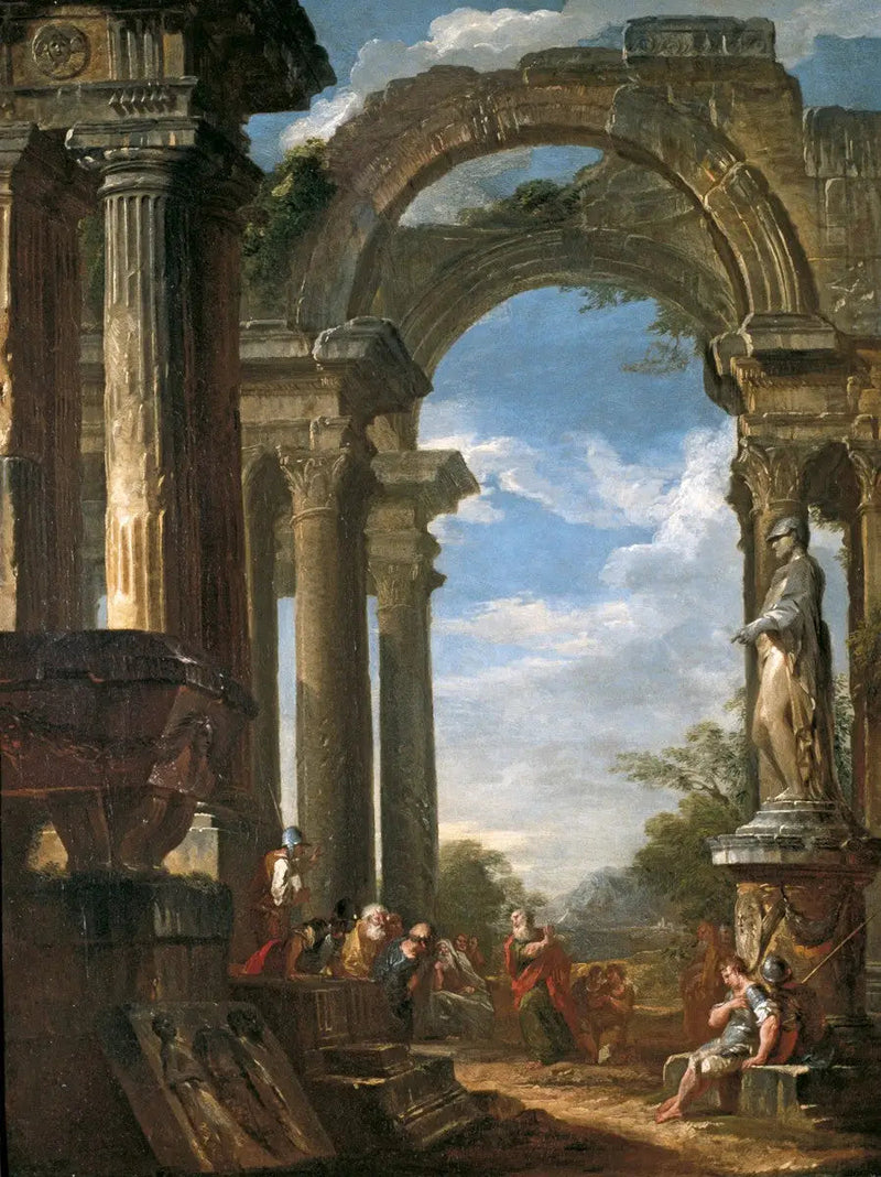 Ruïnes van een tempel met een apostel die predikt - Giovanni Paolo Panini

Source:
Ruines d'un temple avec un apôtre prêchant - Giovanni Paolo Panini