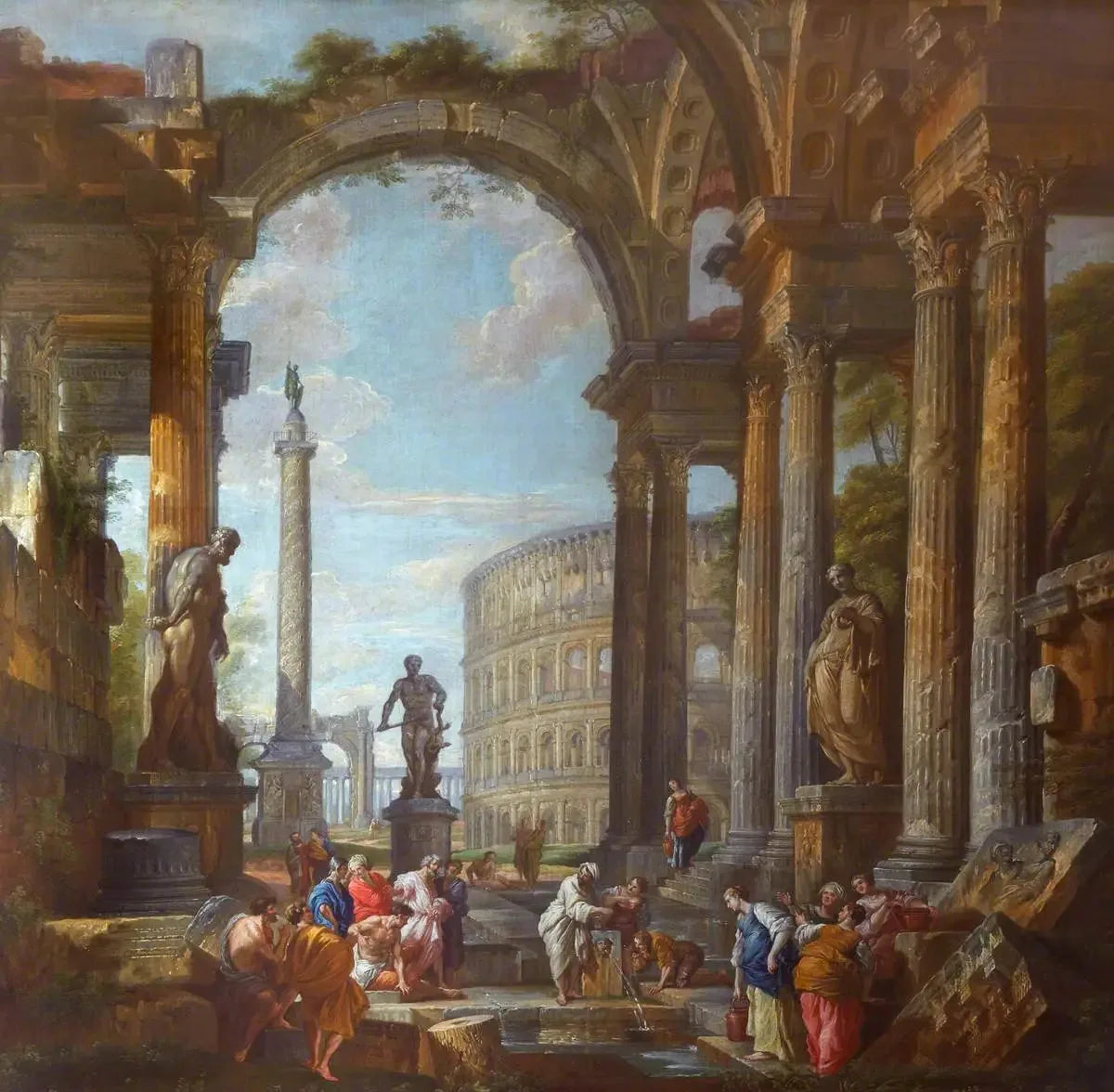 Ruines romaines avec figures - Giovanni Paolo Panini image 1 reproduction artisanale de tableau