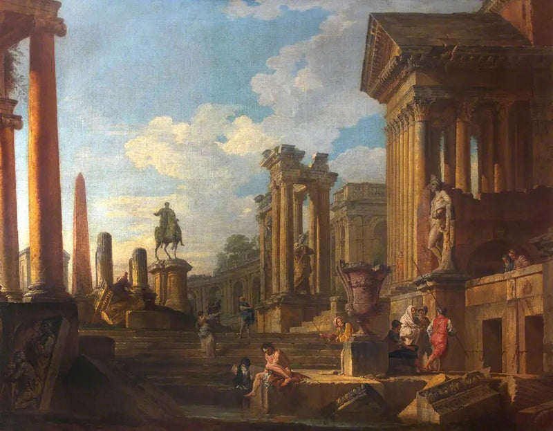 Romeinse ruïnes met figuren - Giovanni Paolo Panini

Source:
Ruines romaines avec figures - Giovanni Paolo Panini