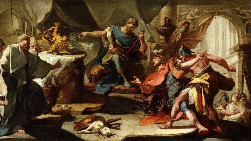 S. Eustache de Roméo weigert offers te brengen aan de idolen - Giovanni Battista Pittoni